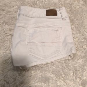 AE white jean shorts
